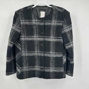 Lana Lee Womens‎ Wool Plaid Jacket Size 12 Windowpane Vintage Career Boxy